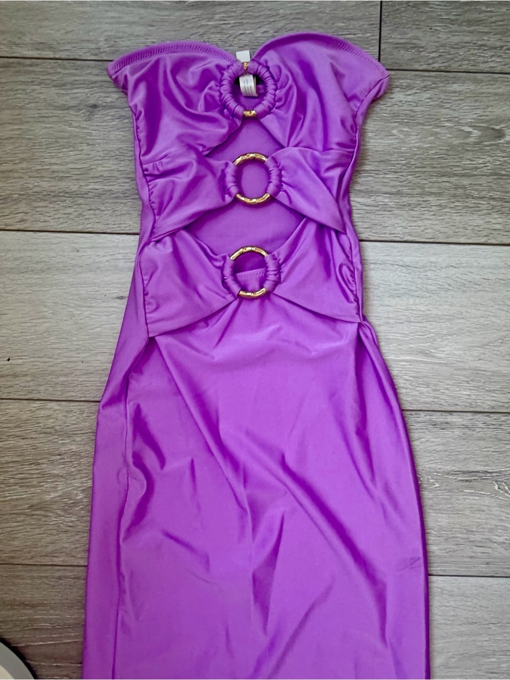 Strapless Lavender Maxi Dress with Ring Cutouts